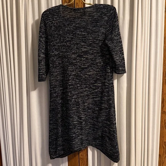 J. Jill Black Gray Heather Lightweight Knit 3/4 Sleeve Asymmetrical Hem Dress - Picture 5 of 10